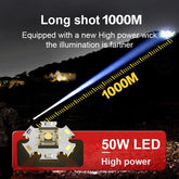 50W Super Bright LED Flashlight Rechargeable Flashlight With Side Light-TI00800-Veeddydropshipping